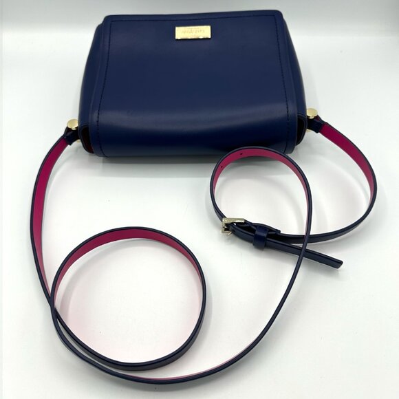💰 EUC Kate Spade Avva Arbour Hill Smooth Leather Flap Crossbody - Blue/Pink - Picture 13 of 16